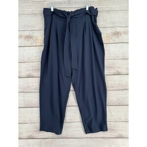 Athleta Skyline Pant II Womens 18 Navy Blue Belted Stretch Athleisure